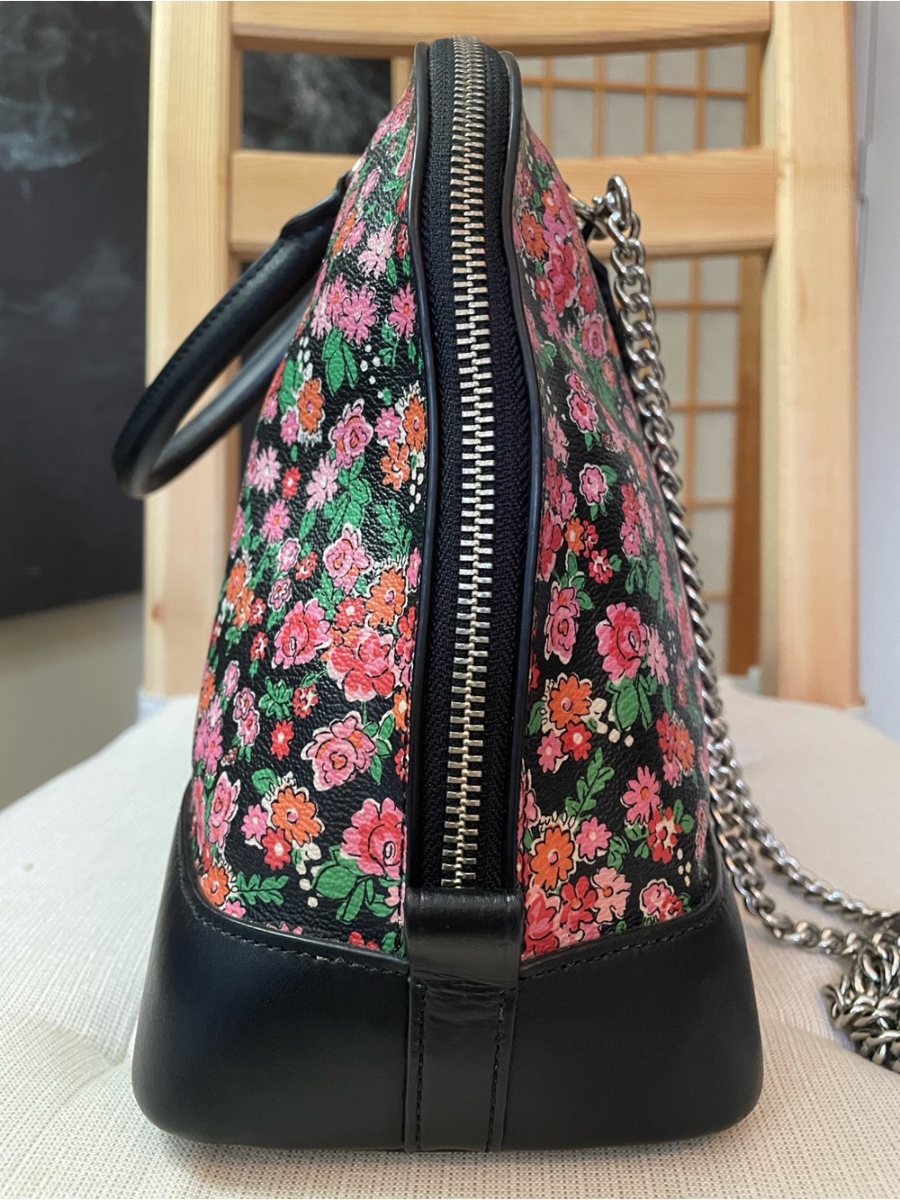 Coach Sierra Posey Cluster Floral Satchel, Wallet & Silver Crossbody Chain Set - Picture 7 of 17